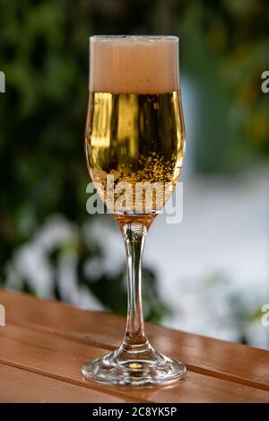 Un bicchiere di birra casalinga, pronta per essere consumata. Foto Stock