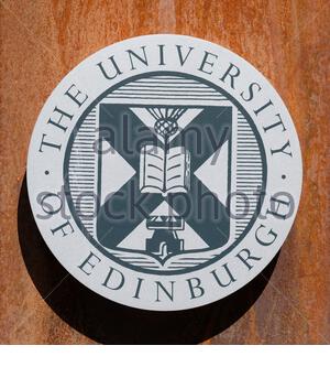 Stemma dell'Università di Edimburgo sulla parete Foto Stock