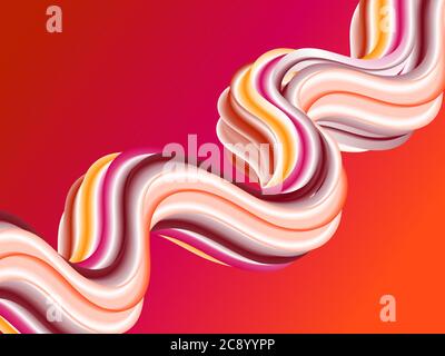 Astratto onda 3d sfondo con liquido colorato. Copertina 3d astratta con sfumatura vibrante. Illustrazione Vettoriale