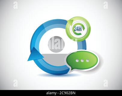 disegno dell'illustrazione di manutenzione 24 ore su sfondo bianco Illustrazione Vettoriale