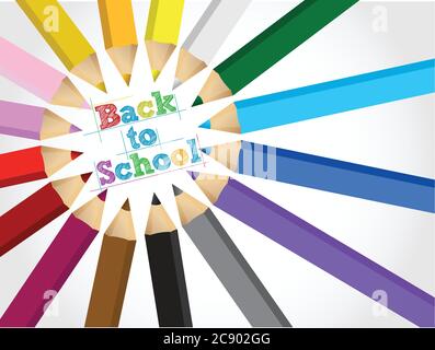 Torna a scuola colori impostare disegno illustrazione su bianco Illustrazione Vettoriale