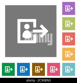 L'utente disconnettersi da icone piatte su sfondo quadrato di colore semplice. Illustrazione Vettoriale