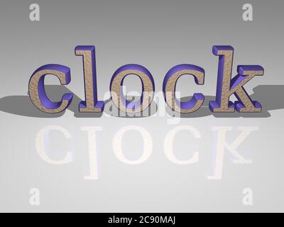 orologio in 3D illustrazione con luce prospettiva e ombra, e immagine ideale per vari usi. Sfondo e allarme Foto Stock