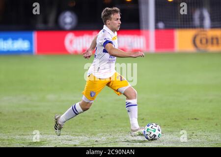 Orlando, Florida, Stati Uniti. 27 luglio 2020: San Jose terremoti difensore TOMMY THOMPSON (22) imposta una partita durante il torneo MLS is Back San Jose terremoti contro Real Salt Lake match a ESPN Wide World of Sports Complex a Orlando, Fl il 27 luglio 2020. Credit: Cory Knowlton/ZUMA Wire/Alamy Live News Foto Stock