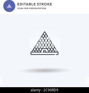 Vettore di icona della piramide del Louvre, segno piatto riempito, pittogramma solido isolato su bianco, illustrazione del logo. Icona della Piramide del Louvre per la presentazione. Illustrazione Vettoriale