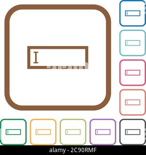 Editbox icone semplici in colori cornici quadrate arrotondate su sfondo bianco Illustrazione Vettoriale