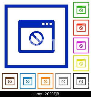 Icone di colore piatto dell'applicazione disattivate in riquadri quadrati Illustrazione Vettoriale