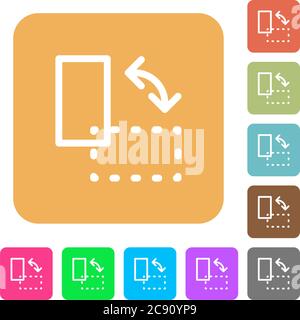 Ruota le icone degli elementi su sfondi quadrati arrotondati dai colori vivaci. Illustrazione Vettoriale