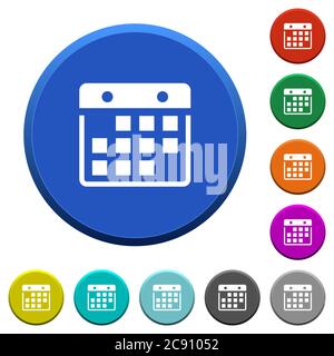 Pulsanti smussati rotondi con superfici lisce e icone bianche piatte Illustrazione Vettoriale