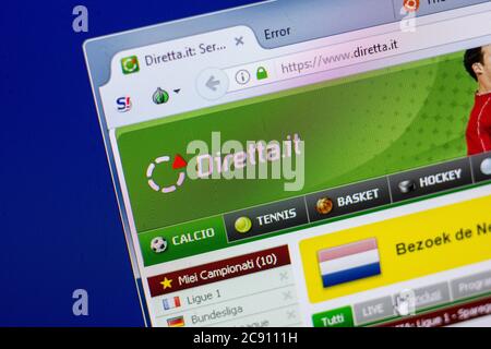 Ryazan, Russia - 20 maggio 2018: Homepage del sito Diretta sul display del PC, url - Diretta.it Foto Stock