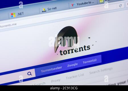 Ryazan, Russia - 27 maggio 2018: Homepage del sito Torrents sul display del PC, url - Torrents.me Foto Stock