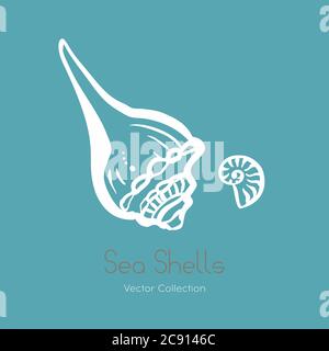 Set di logo vettoriali per ammonite fossile nautilus seashell. Vettore isolato di conchiglie, antico logo fossile ammonite, scheda. Illustrazione Vettoriale