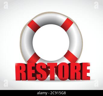 Disegno dell'illustrazione del segno di ripristino SOS su sfondo bianco Illustrazione Vettoriale