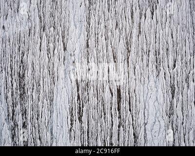 Tratti bianchi asciutti che sgocciolano sul vetro. Vecchia grana. Finestra opaca Foto Stock