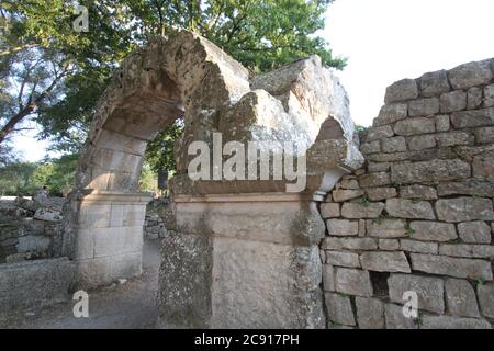 Sepino, Italia - 19 agosto 2017: Gli scavi archeologici di Saepinum nell'area archeologica di Altilia Foto Stock