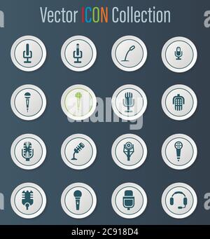 Microfono set di icone Illustrazione Vettoriale