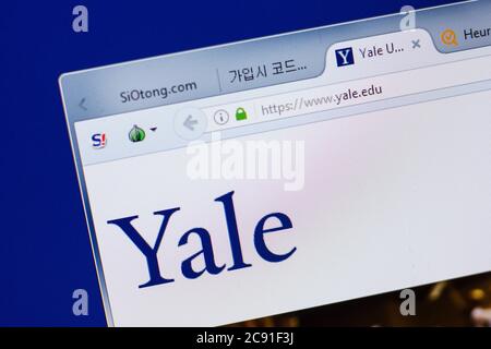 Ryazan, Russia - 17 giugno 2018: Homepage del sito web dell'Università di Yale sul display del PC, url - Yale.edu Foto Stock