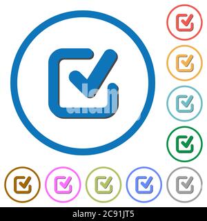 Selezionare le icone vettoriali a colori piatti con ombre in contorni rotondi su sfondo bianco Illustrazione Vettoriale