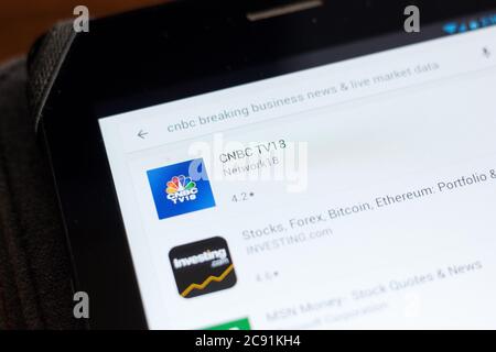 Ryazan, Russia - 24 giugno 2018: Icona CNBC nell'elenco delle app mobili Foto Stock
