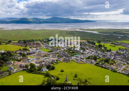 Vista aerea di Wigtown, il fiume Bladnoch e Wigtown Bay, Wigtownshire, Dumfries & Galloway, Scozia. Foto Stock