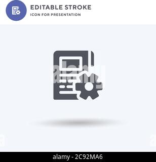 Vettore di icone di Gestione del contenuto, segno piatto riempito, pittogramma solido isolato su bianco, illustrazione del logo. Icona di gestione dei contenuti per la presentazione. Illustrazione Vettoriale