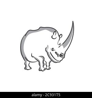 Un design a linea unica di rhino.Hand disegnata stile minimalista illustrazione vettoriale Illustrazione Vettoriale