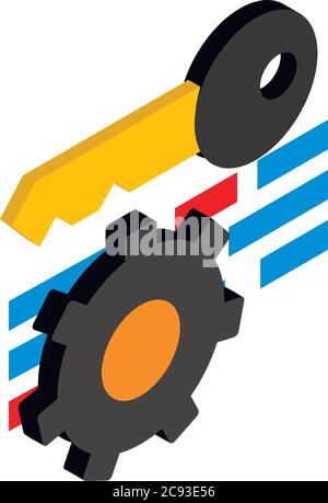 Icona SEO Keywording, stile isometrico Illustrazione Vettoriale