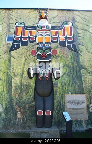 Totem poli di Duncan BC, Canada Foto Stock