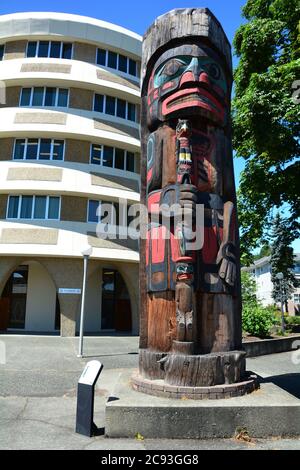 Totem poli di Duncan BC , Canada Foto Stock