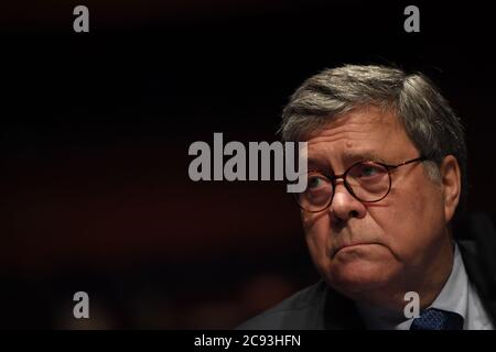 Il procuratore generale degli Stati Uniti William Barr testimonia davanti al Comitato della Camera degli Stati Uniti sul potere giudiziario sulla supervisione del Dipartimento di Giustizia su Capitol Hill a Washington, DC Martedì, 28 luglio 2020.Credit: Matt McClain/Pool via CNP/MediaPunch Foto Stock