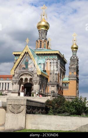 Darmstadt, Hessen/ Nessuno - Maggio 31 2019: Chiesa ortodossa russa di Darmstadt, Germania Foto Stock