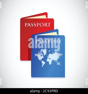 Disegno dell'illustrazione dei passaporti su sfondo bianco Illustrazione Vettoriale