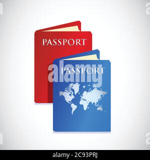 Disegno dell'illustrazione dei passaporti su sfondo bianco Illustrazione Vettoriale