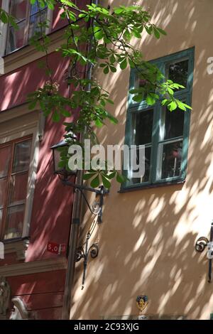 Stoccolma / Svezia - Giugno 07 2013: Quartiere tranquillo nel centro di Stoccolma Foto Stock