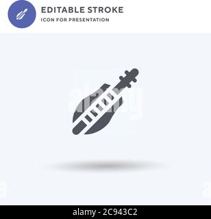 Vettore di icone di dulcimer, segno piatto riempito, pittogramma solido isolato su bianco, illustrazione del logo. Icona dulcimer per la presentazione. Illustrazione Vettoriale