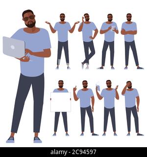 personaggi di design piatto per giovani Illustrazione Vettoriale