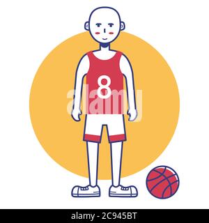 personaggio giocatore di basket. icona del personaggio. vettore premium Illustrazione Vettoriale