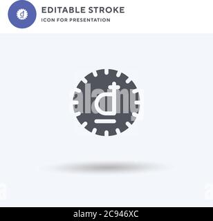 Vettore di icone Dong, segno piatto riempito, pittogramma solido isolato su bianco, illustrazione del logo. Icona Dong per la presentazione. Illustrazione Vettoriale