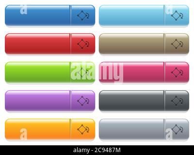 Ruota le icone di stile incise sugli elementi lunghi, rettangolari, con i pulsanti dei menu lucidi. Copyspace disponibili per le didascalie dei menu. Illustrazione Vettoriale