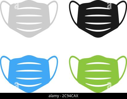 maschera medica o maschera protettiva faccia copertura icona set vettore illustrazione Illustrazione Vettoriale