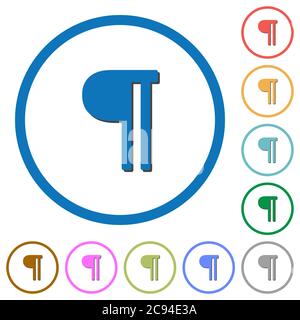 Testo paragrafo icone vettoriali a colori piatte con ombre in contorni rotondi su sfondo bianco Illustrazione Vettoriale