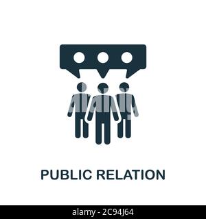Icona pubbliche relazioni. Elemento semplice della raccolta di gestione della comunità. Icona di pubbliche relazioni compilata per modelli, infografiche e altro ancora Illustrazione Vettoriale