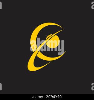 lettera astratta c vettore logo piano pianeta orbitale Illustrazione Vettoriale