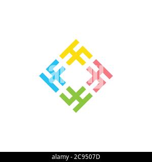 lettera astratta hf semplice colorato quadrato infinito swirl vettore logo Illustrazione Vettoriale