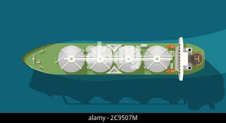 autocisterna verde con contenitori di gas vista dall'alto Illustrazione Vettoriale