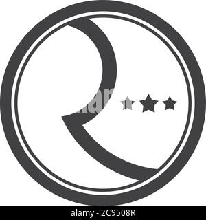 vettore del logo geometrico del cerchio della lettera r stella Illustrazione Vettoriale