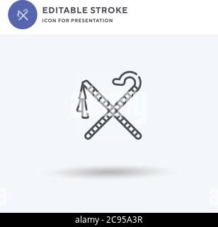 Vettore di icone di Crook e Flail, segno piatto riempito, pittogramma solido isolato su bianco, illustrazione del logo. Icona di Crook e Flail per la presentazione. Illustrazione Vettoriale