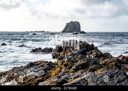 La bella costa a Maling Well, Inishowen - Contea di Donegal, Irlanda. Foto Stock