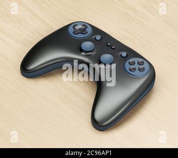 Controller di gioco wireless su scrivania in legno Foto Stock