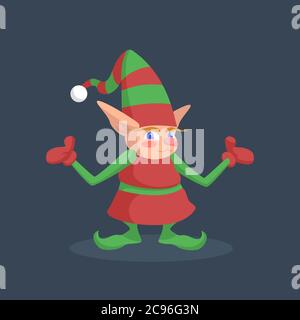 Un'immagine di un elfo natalizio che diffonde le braccia Illustrazione Vettoriale